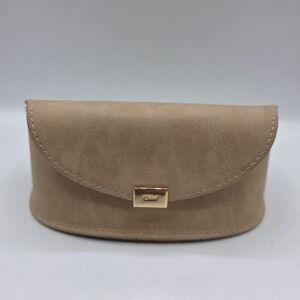 CHLOE Case Sunglasses Eyewear Beige Gold Clasp "Made in Italy" Soft Case Logo